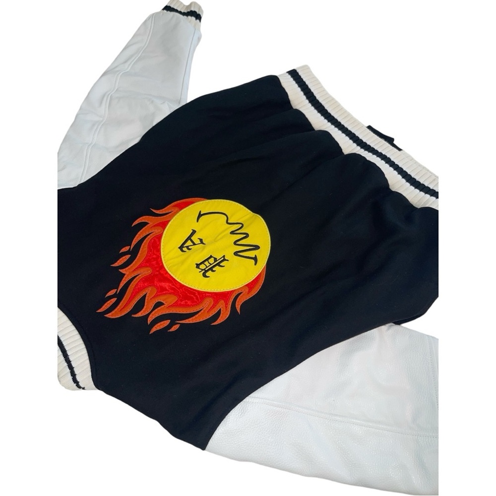 PALM ANGELS 
Smiley‎ X Burning Head Varsity Jacket - Black,Yellow - Picture 11 of 15